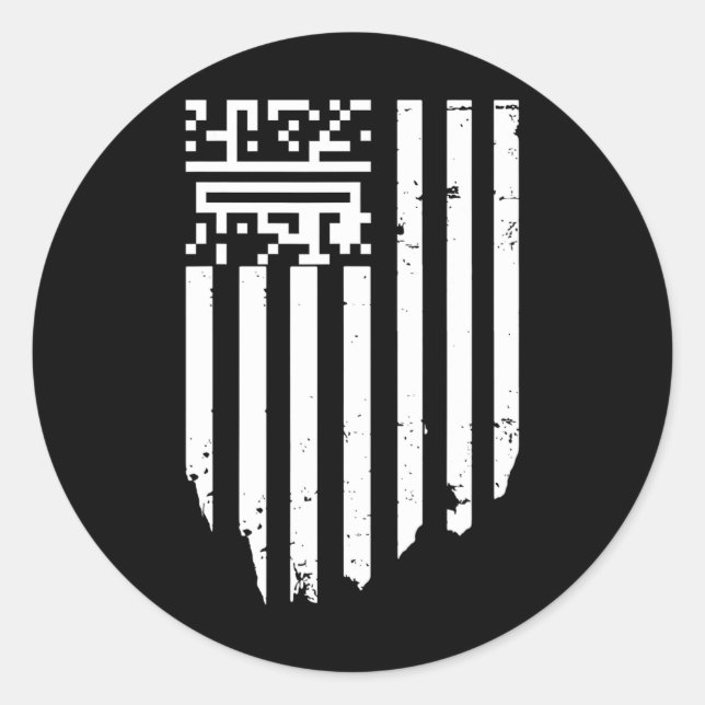 Pegatina Redonda Funny Qr presidente Trump código de baile (Anverso)