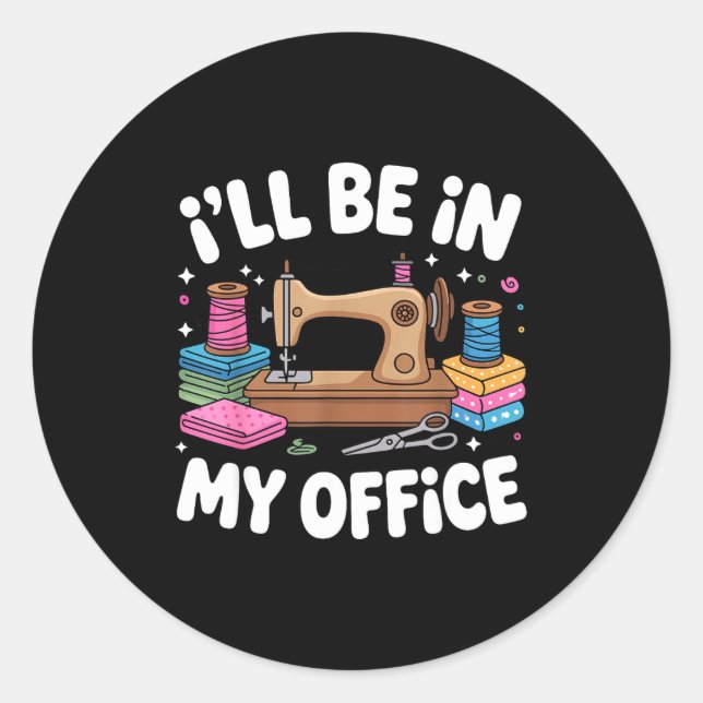 Pegatina Redonda Funny Quilting Art For Men Women Cat Quilt Sewing  (Anverso)