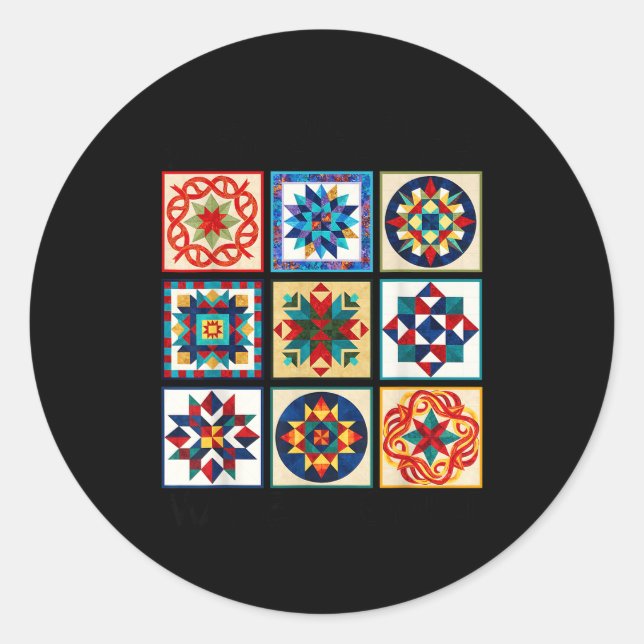 Pegatina Redonda Funny Quilting Sewing Make A Quilt Patterns Quilte (Anverso)