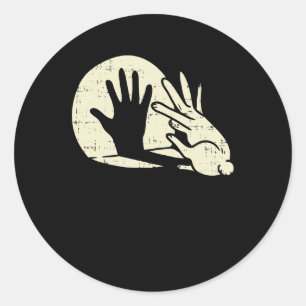 Pegatina Redonda Funny Rabbit Shadow Play Pun Bunny Lover