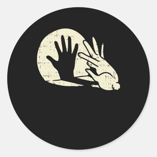 Pegatina Redonda Funny Rabbit Shadow Play Pun Bunny Lover (Anverso)