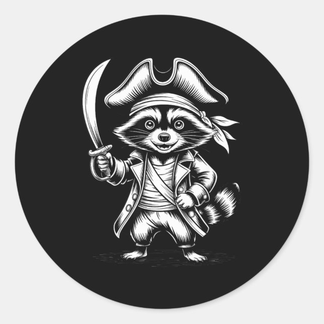 Pegatina Redonda Funny Rate Raccoon  (Anverso)