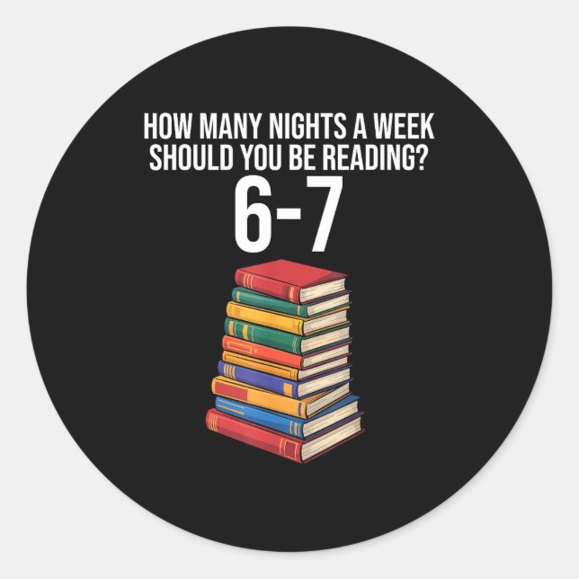 Pegatina Redonda Funny Reading Book Teacher 67 Six Seven Meme  (Anverso)