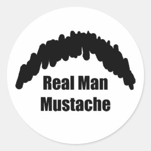 Pegatina Redonda Funny Real Men Cookie Duster Mustache