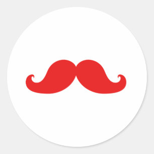 PEGATINA REDONDA FUNNY RED MUSTACHE