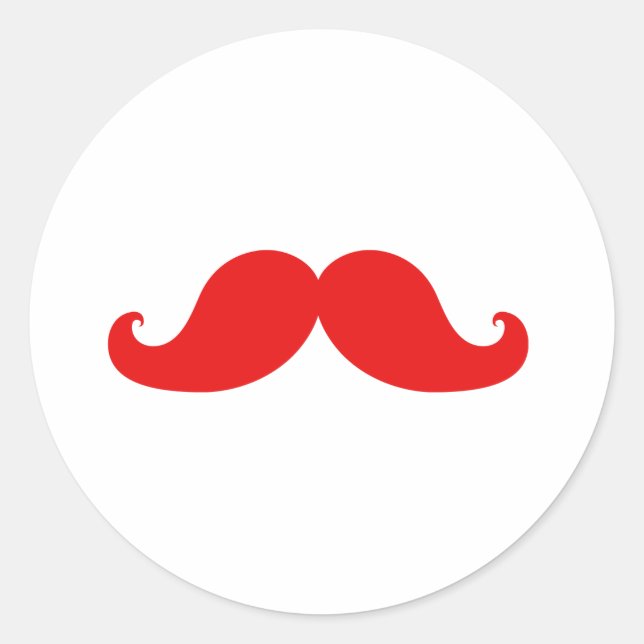 PEGATINA REDONDA FUNNY RED MUSTACHE (Anverso)