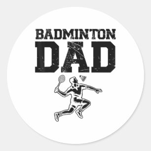 Pegatina Redonda Funny Reproductor de Badminton Love Shuttle Diseño