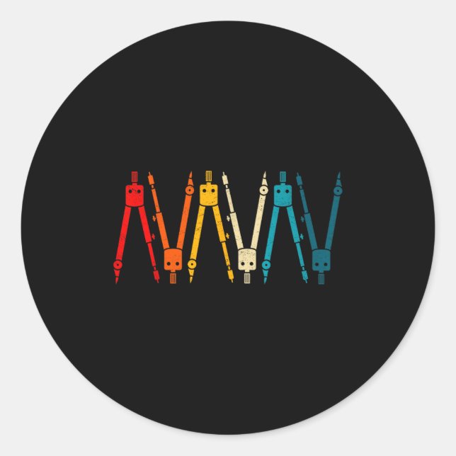 Pegatina Redonda Funny Retro Architect Comp Rainbow Design  (Anverso)