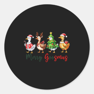 Pegatina Redonda Funny Retro Merry Goosemas Navidades Silly Goose X