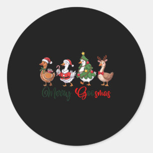 Pegatina Redonda Funny Retro Merry Goosemas Navidades Silly Goose X