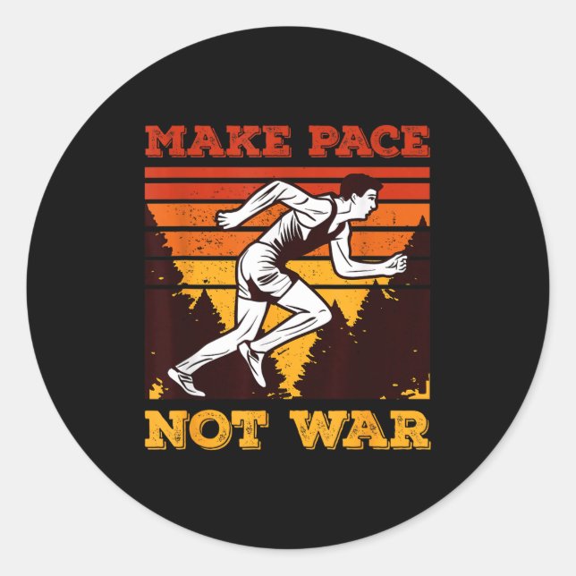 Pegatina Redonda Funny Retro Runner Running Quote Gift - Make Pace  (Anverso)