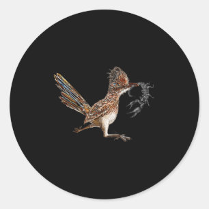 Pegatina Redonda Funny Roadrunner Scorpion Road Runner Bird Hunter