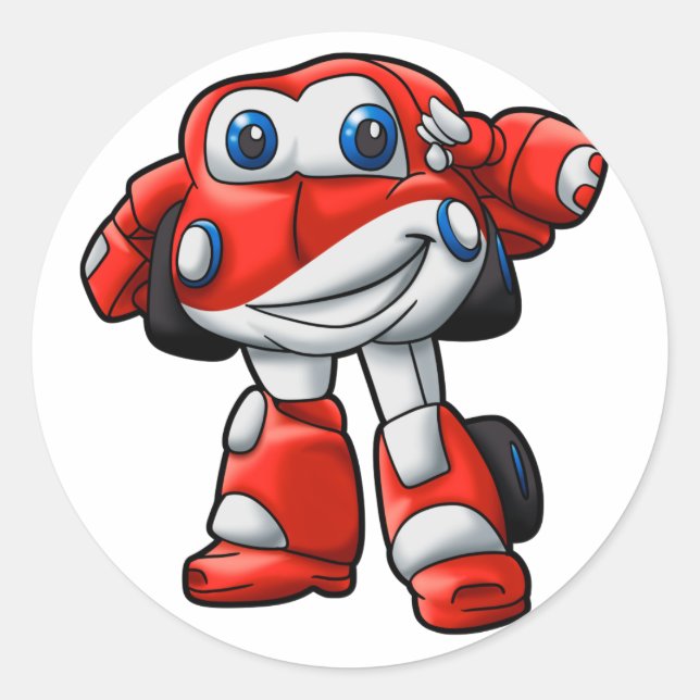 Pegatina Redonda Funny Robot Car personalizado | - Elegir el color  (Anverso)