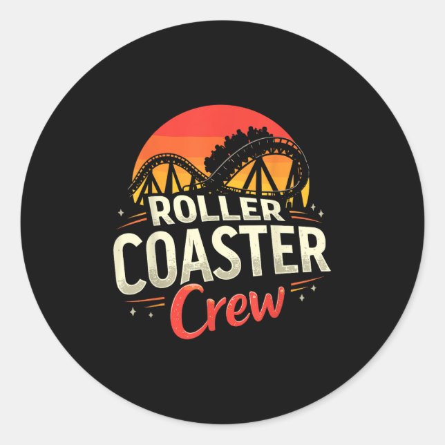 Pegatina Redonda Funny Roller Coaster Crew Parque de Atracciones Ro (Anverso)