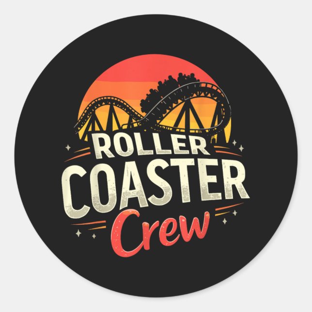 Pegatina Redonda Funny Roller Coaster Crew Parque de Atracciones Ro (Anverso)