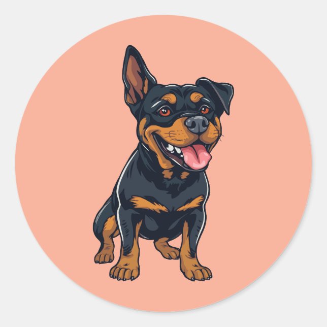 Pegatina Redonda Funny Rotti God (Anverso)