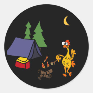 Pegatina Redonda Funny Rubber Chicken Camping Personalizado