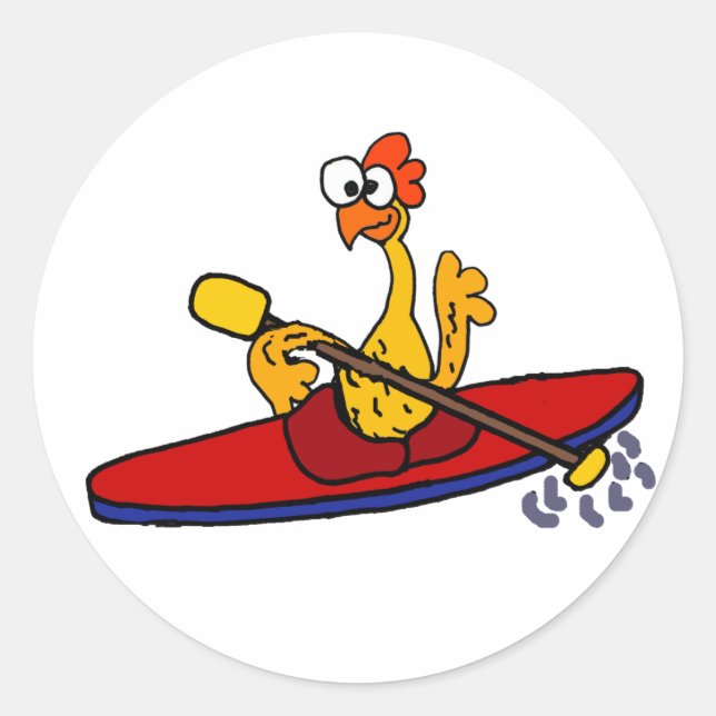 Pegatina Redonda Funny Rubber Chicken kayak personalizado (Anverso)