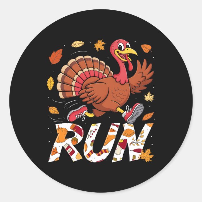 Pegatina Redonda Funny Run Running 5k Race Turkey Trot Thanksgiving (Anverso)