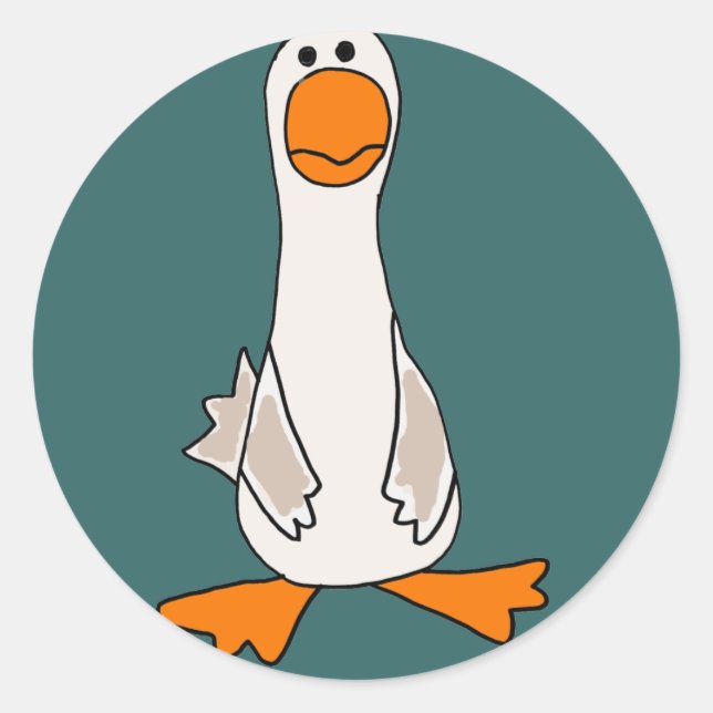 Pegatina Redonda Funny Sad Goose Personalizado (Anverso)