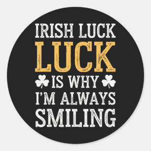 Pegatina Redonda Funny Saint Patricks Día Orgullo Irlandés Shamrock