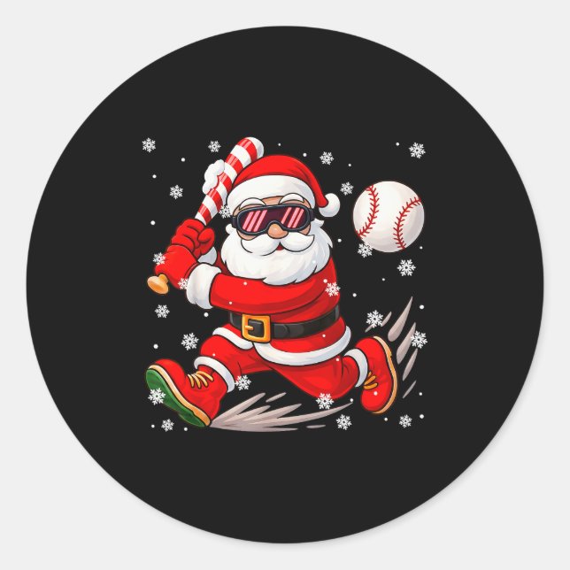 Pegatina Redonda Funny Santa Baseball Christmas Pajamas Xmas Men Bo (Anverso)