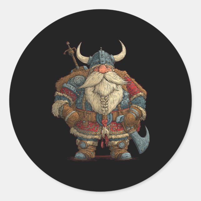 Pegatina Redonda Funny Santa Claus Viking Costume For Boys And Girl (Anverso)