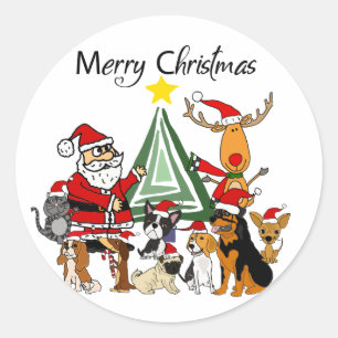 Pegatina Redonda Funny Santa Claus y el Personalizado de los Navida