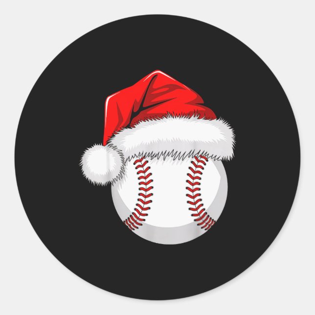 Pegatina Redonda Funny Santa Hat Xmas Srt Lover Christmas Baseball  (Anverso)