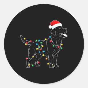 Pegatina Redonda Funny Santa Labrador Recuperador Navidades Luces s