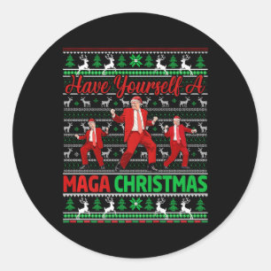 Pegatina Redonda Funny Santa Trump se tiene una feliz Navidad