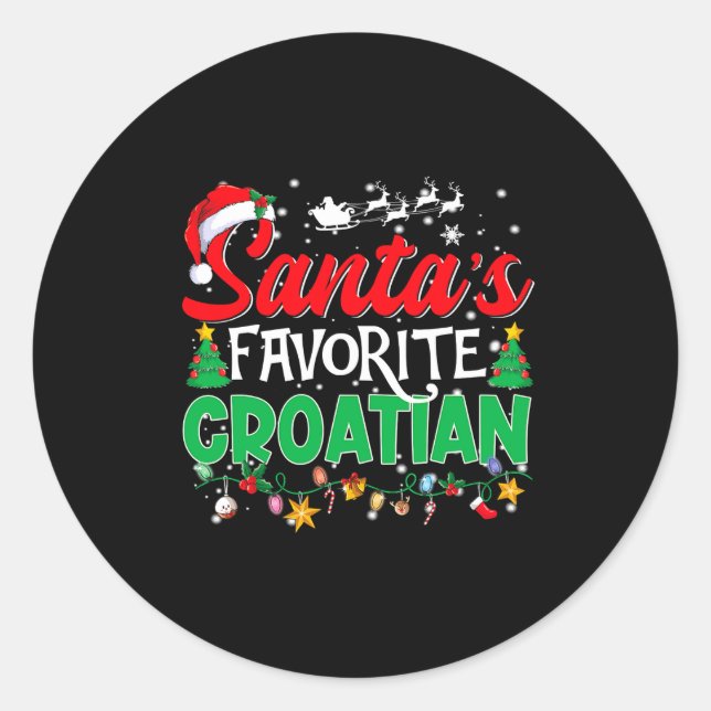 Pegatina Redonda Funny Santas Favorite Croatian Christmas Santa  (Anverso)