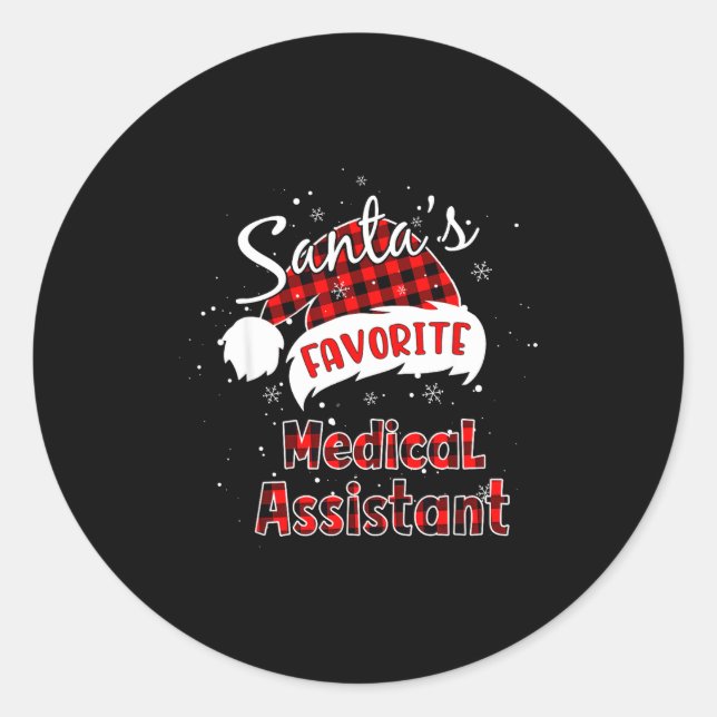 Pegatina Redonda Funny Santa's Favorite Medical Istant Christmas Pa (Anverso)