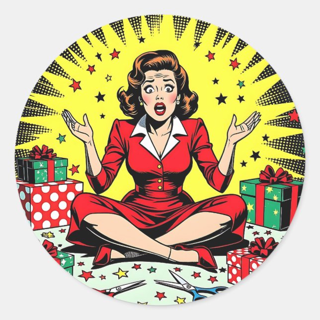 Pegatina Redonda Funny Sarcastic Christmas Humor (Anverso)