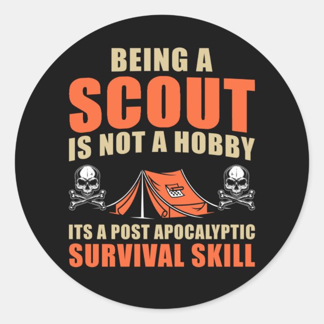 Pegatina Redonda Funny Scout Adventure Tent Nature Lover Camper (Anverso)