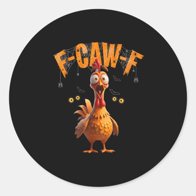 Pegatina Redonda Funny Sder Web Chicken F-caw-f (Anverso)