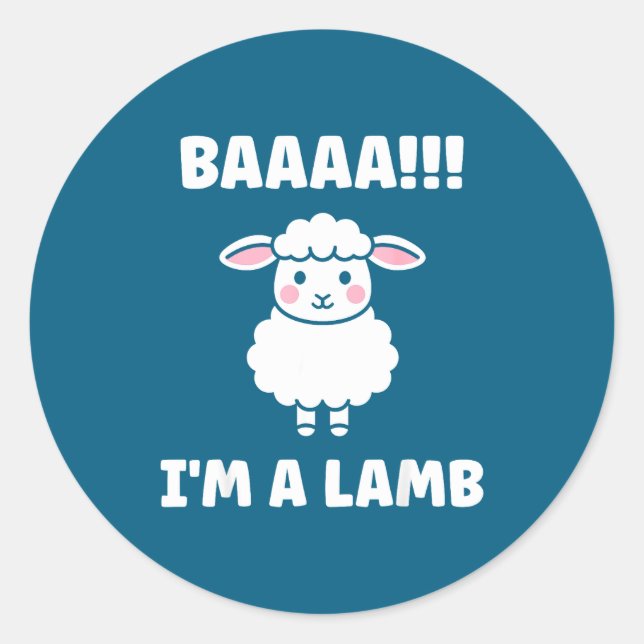 Pegatina Redonda Funny Sheep Quote Baaah I'm A Lamb  (Anverso)