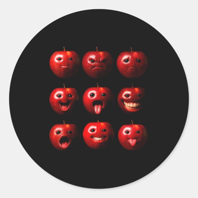Pegatina Redonda Funny Silly Ai Gen Z Meme Brainrot Humor Fruit Lov (Anverso)