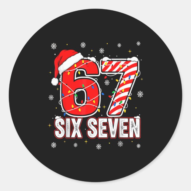 Pegatina Redonda Funny Six Seven 67 Christmas Holiday Women Kids Xm (Anverso)