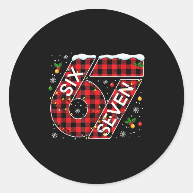 Pegatina Redonda Funny Six Seven 67 Meme 67 Christmas Holiday Women (Anverso)