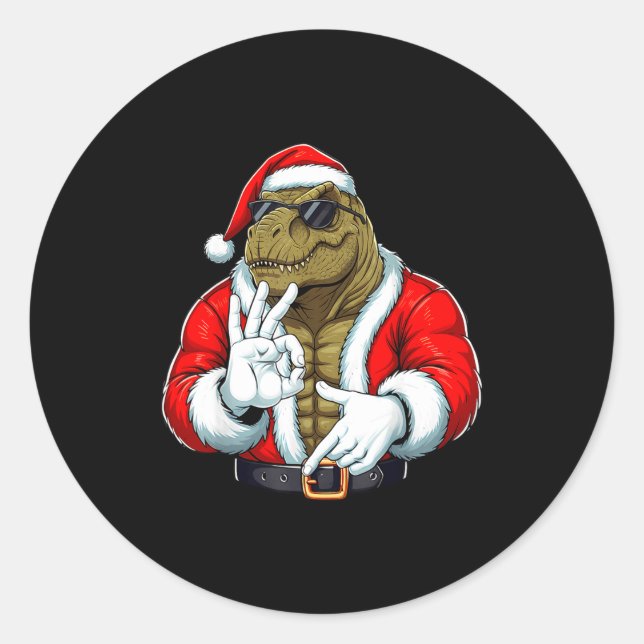 Pegatina Redonda Funny Six Seven 67 Meme T-rex Christmas Men Boys T (Anverso)