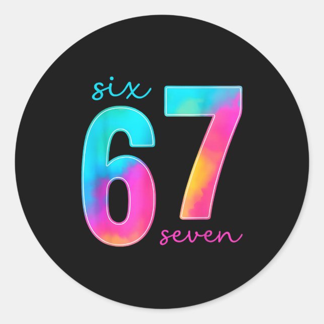 Pegatina Redonda Funny Six Seven 6 7 Meme Gen Alpha Slang 67 Kids  (Anverso)