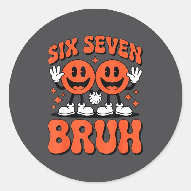 Pegatina Redonda Funny Six Seven 6 7 Meme Valentine Hearts Valentin (Anverso)