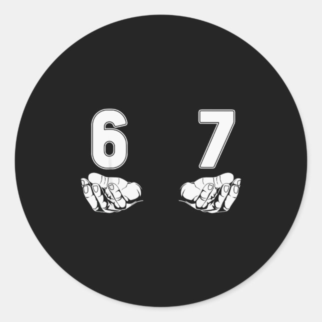 Pegatina Redonda Funny Six Seven Gen Alpha Slang Meme 6 7 Costume  (Anverso)
