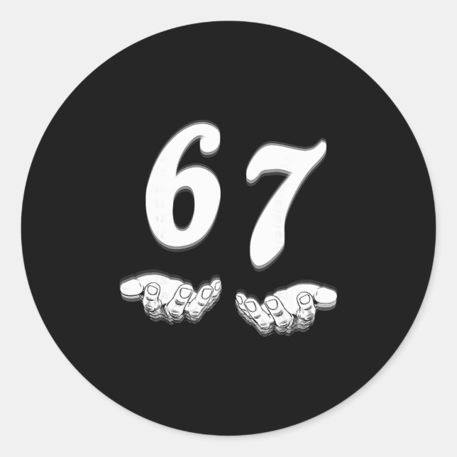 Pegatina Redonda Funny Six Seven Meme Hands Gesture Gen Alpha Slang (Anverso)