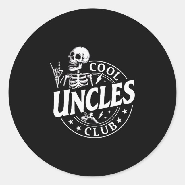 Pegatina Redonda Funny Skeleton Cool Uncles Club New Uncle Men  (Anverso)