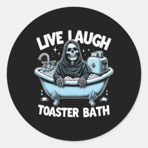 Pegatina Redonda Funny Skeleton Halloween Lauder En Vivo Toaster Th