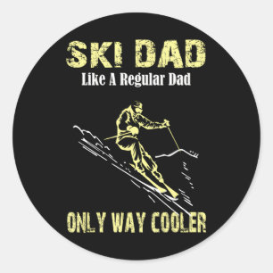 Pegatina Redonda Funny Ski Dad Skier para los padres que esquian