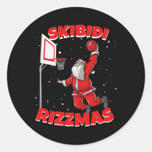 Pegatina Redonda Funny Skibidi Rizzmas Navidades Rizz Santa Claus B