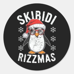 Pegatina Redonda Funny Skibidi Rizzmas Navidades Rizz Santa Claus C